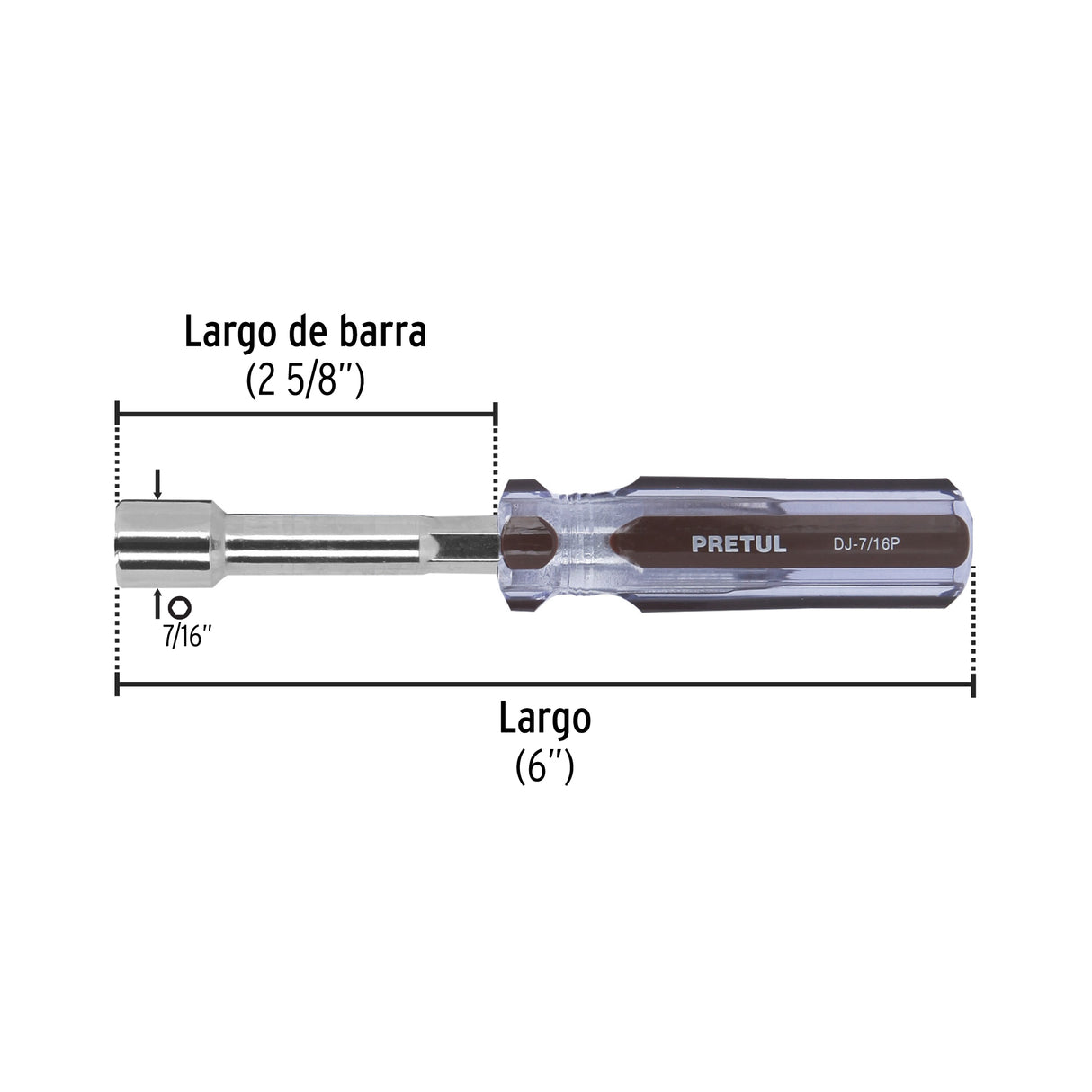 Desarmador de Caja 7/16' Mango de PVC, Pretul