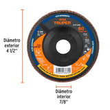 Disco Laminado 4-1/2' Grano 80 Centro 7/8', Plástico, Truper