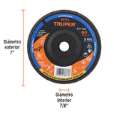 Disco Laminado 7' Grano 60 Centro 7/8', Plástico, Truper
