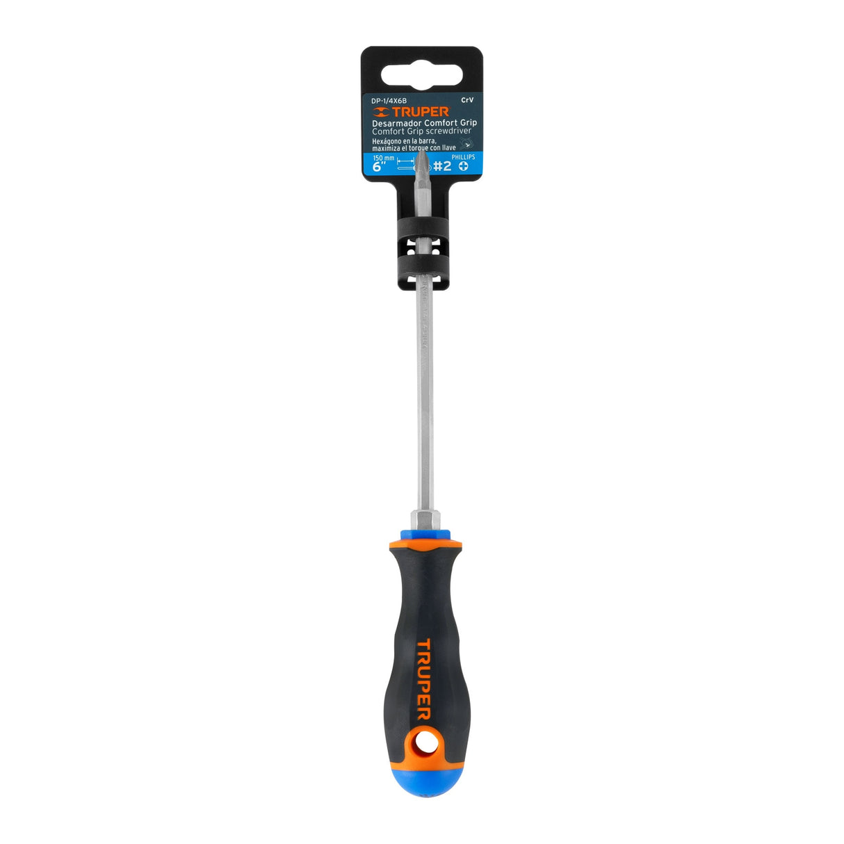 Desarmador de Cruz 1/4' X 6' Mango Comfort Grip, Truper