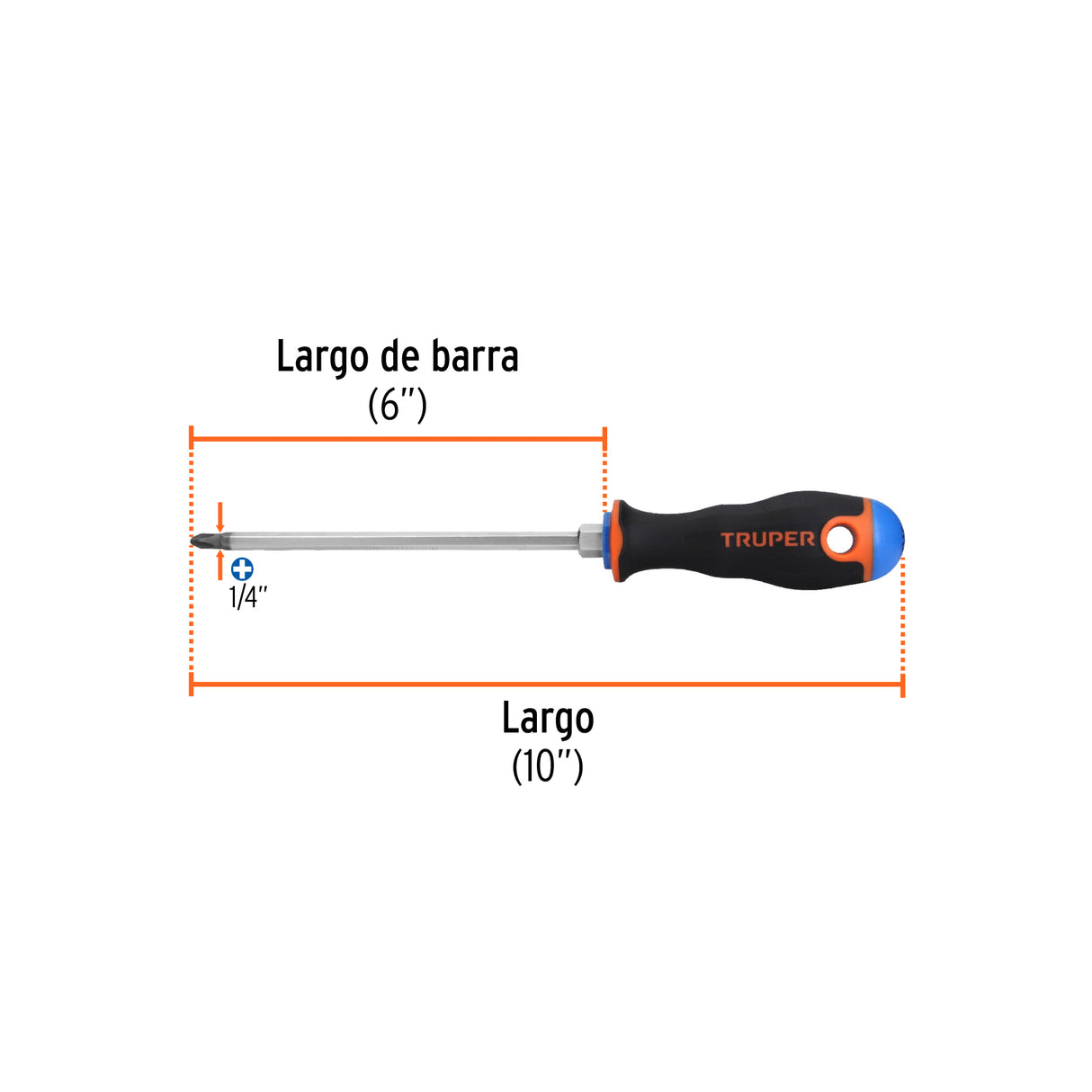 Desarmador de Cruz 1/4' X 6' Mango Comfort Grip, Truper