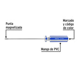 Desarmador de Cruz 1/8' X 4' Mango de PVC, Pretul