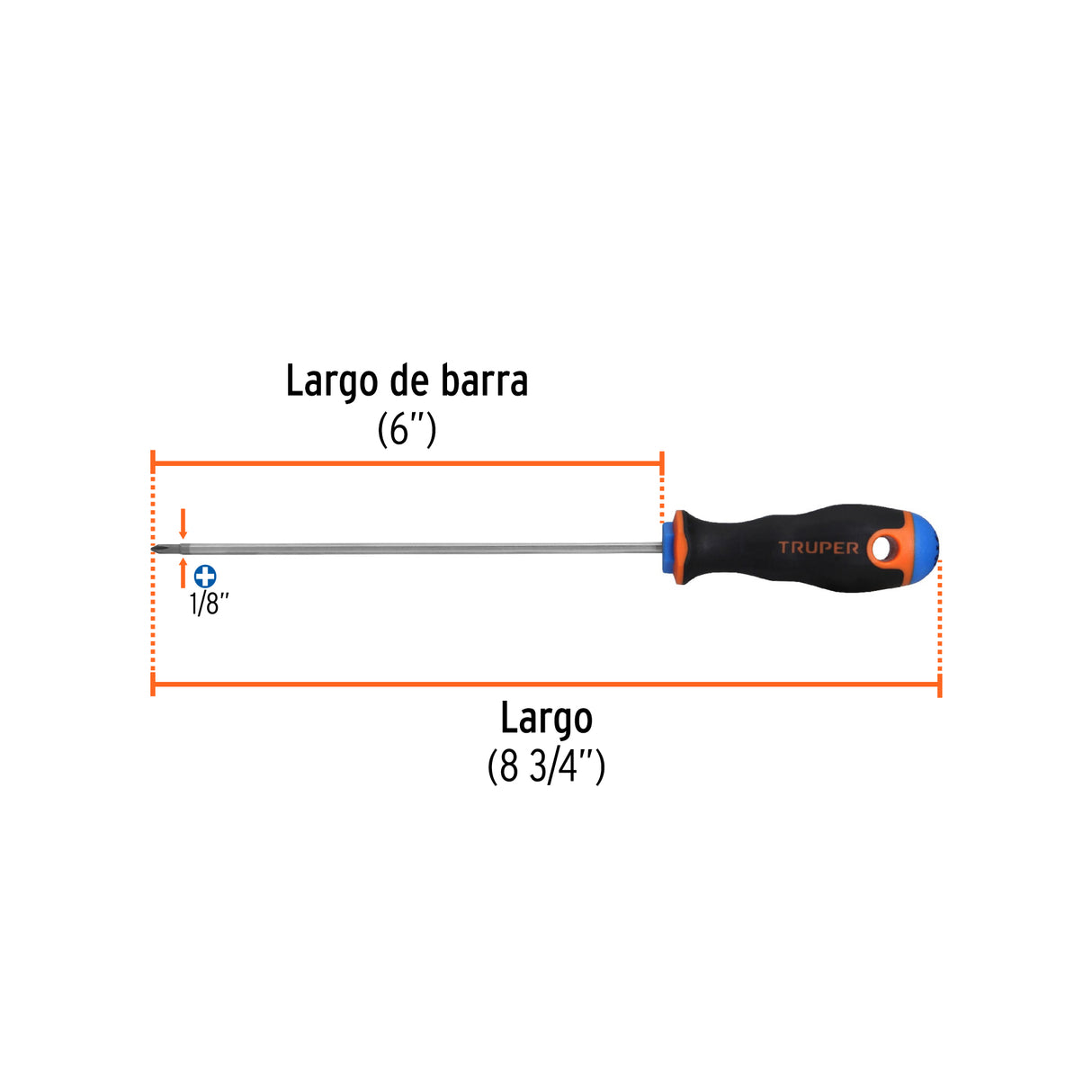 Desarmador de Cruz 1/8' X 6' Mango Comfort Grip, Truper