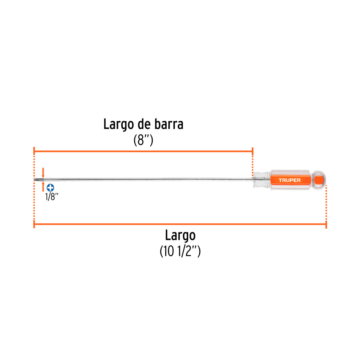 Desarmador de Cruz 1/8' X 8' Mango de Acetato, Truper