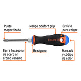 Desarmador de Cruz 3/16' X 3' Mango Comfort Grip, Truper