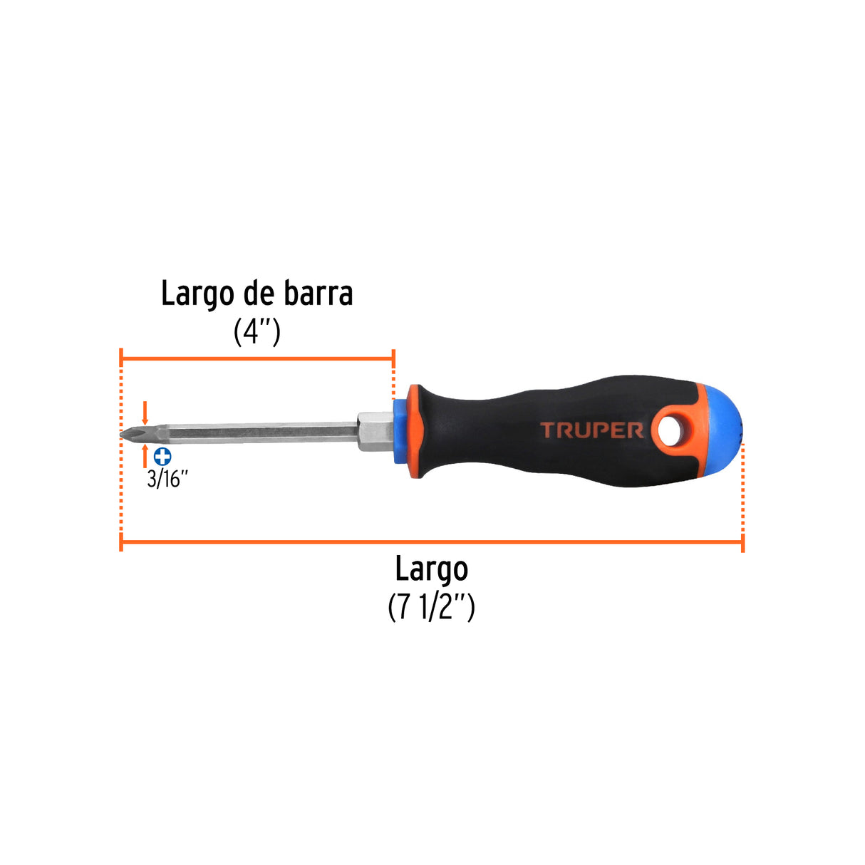 Desarmador de Cruz 3/16' X 3' Mango Comfort Grip, Truper