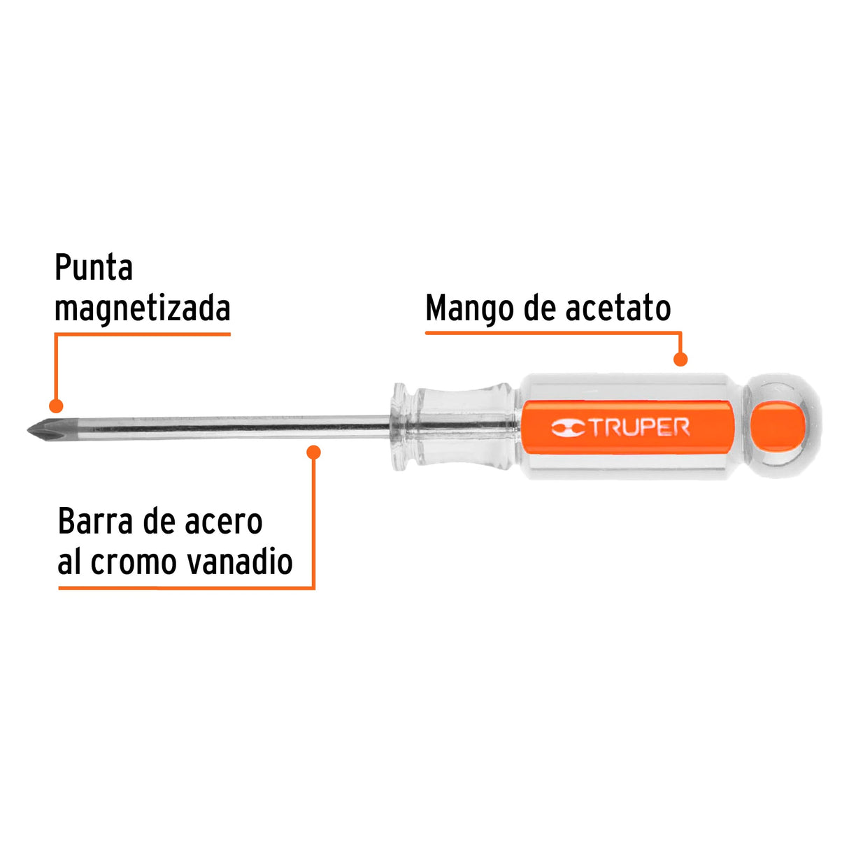 Desarmador de Cruz 3/16' X 3' Mango de Acetato, Truper