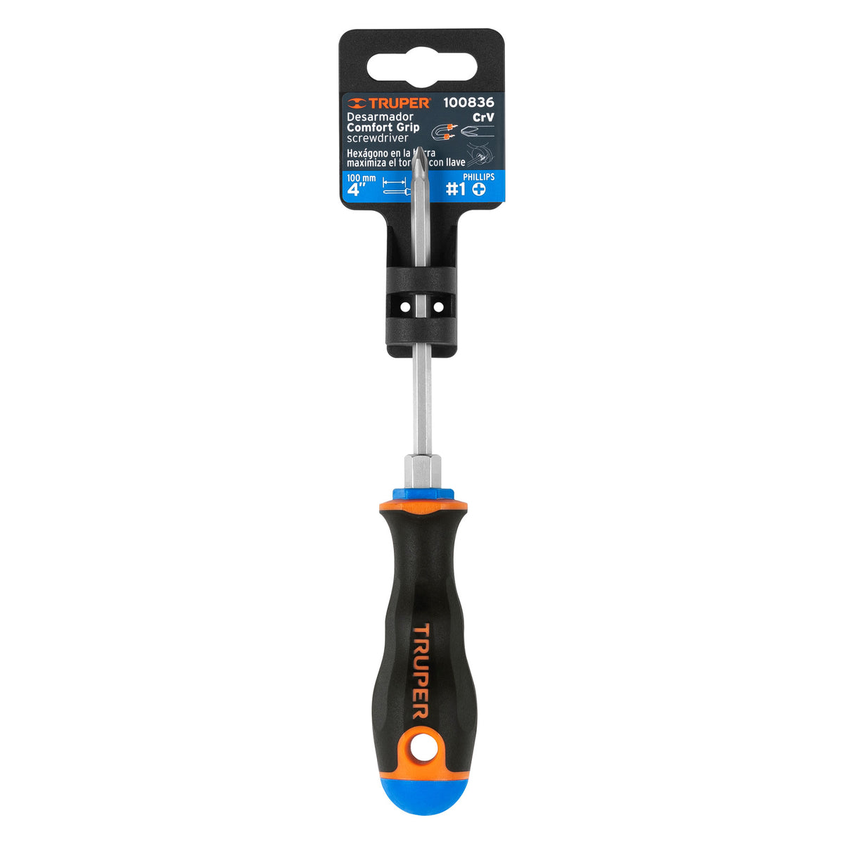 Desarmador de Cruz 3/16' X 4' Mango Comfort Grip, Truper