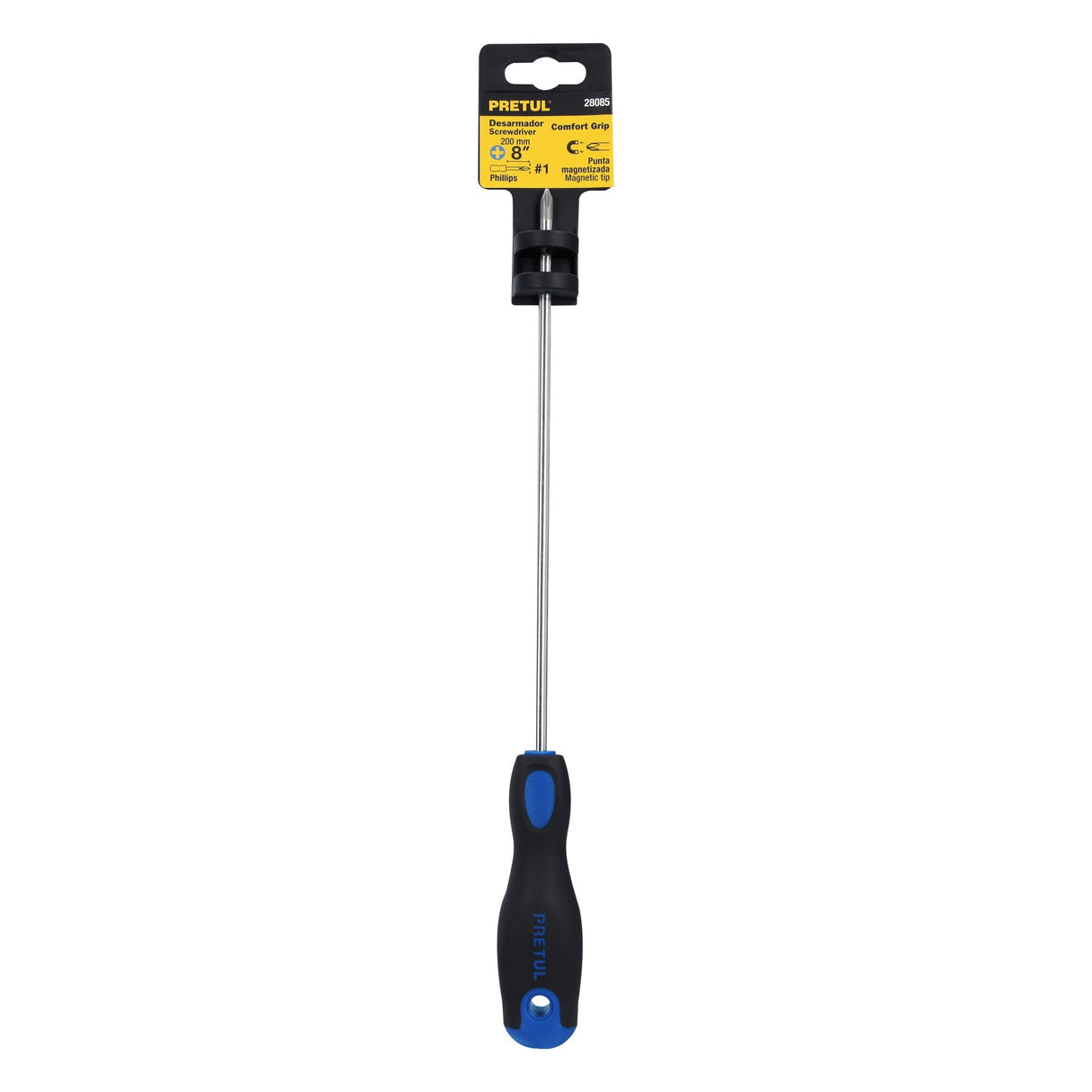Desarmador de Cruz 3/16' X 8' Mango Comfort Grip, Pretul