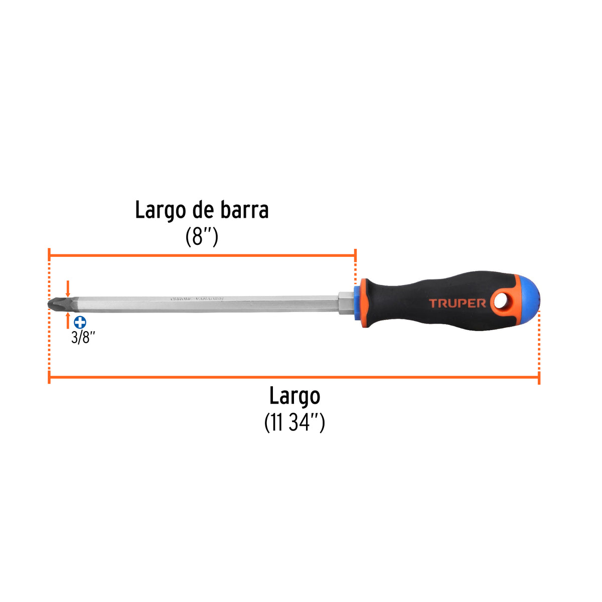 Desarmador de Cruz 3/8' X 8' Mango Comfort Grip, Truper