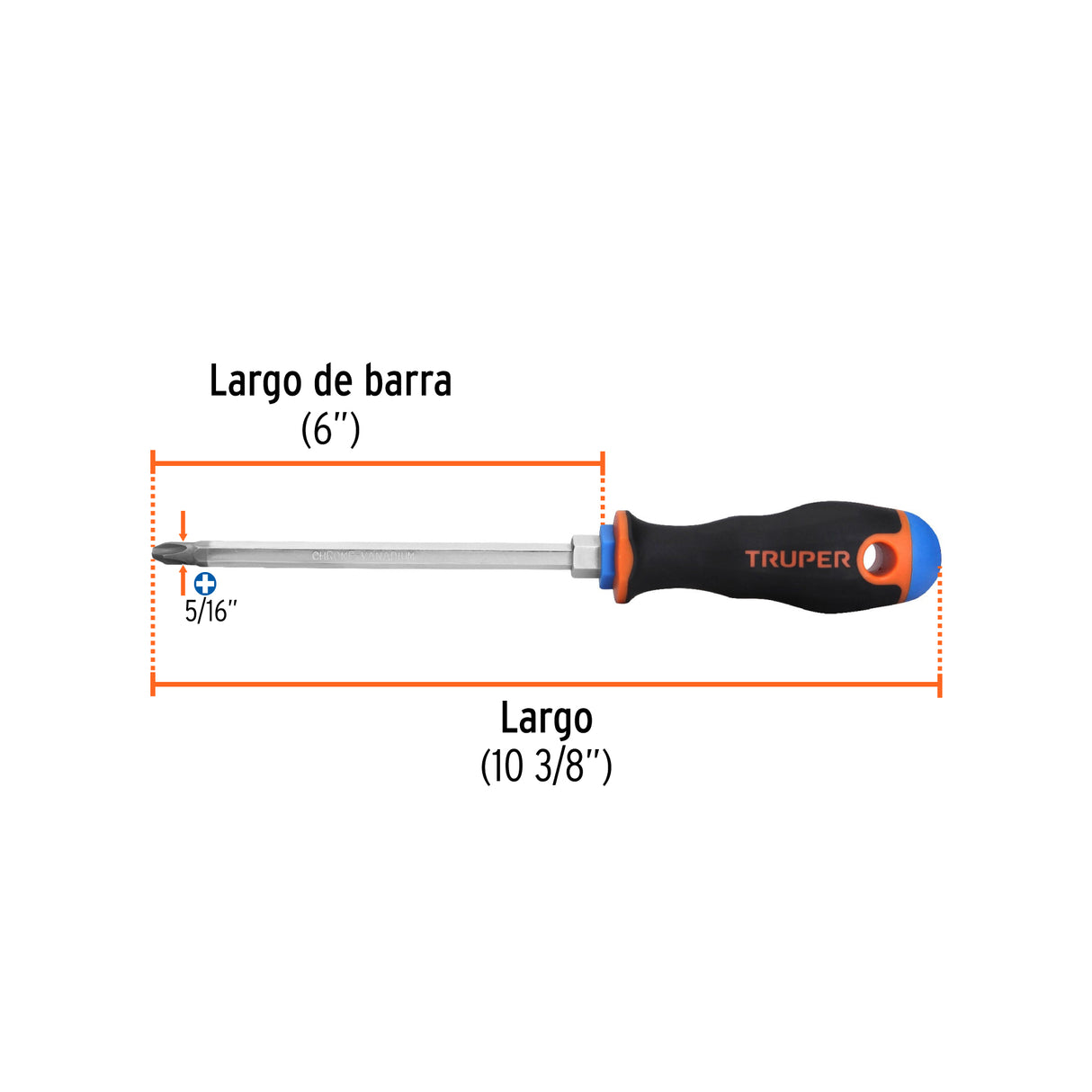 Desarmador de Cruz 5/16' X 6' Mango Comfort Grip, Truper