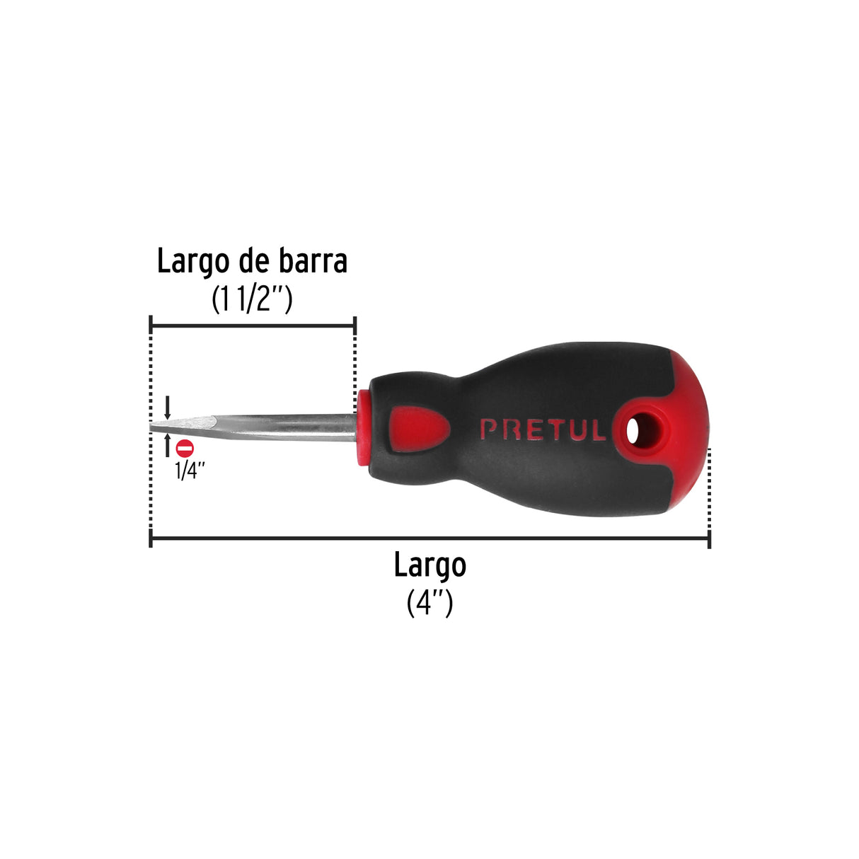 Desarmador Plano 1/4' X 1-1/2'Mango Comfort Grip, Pretul