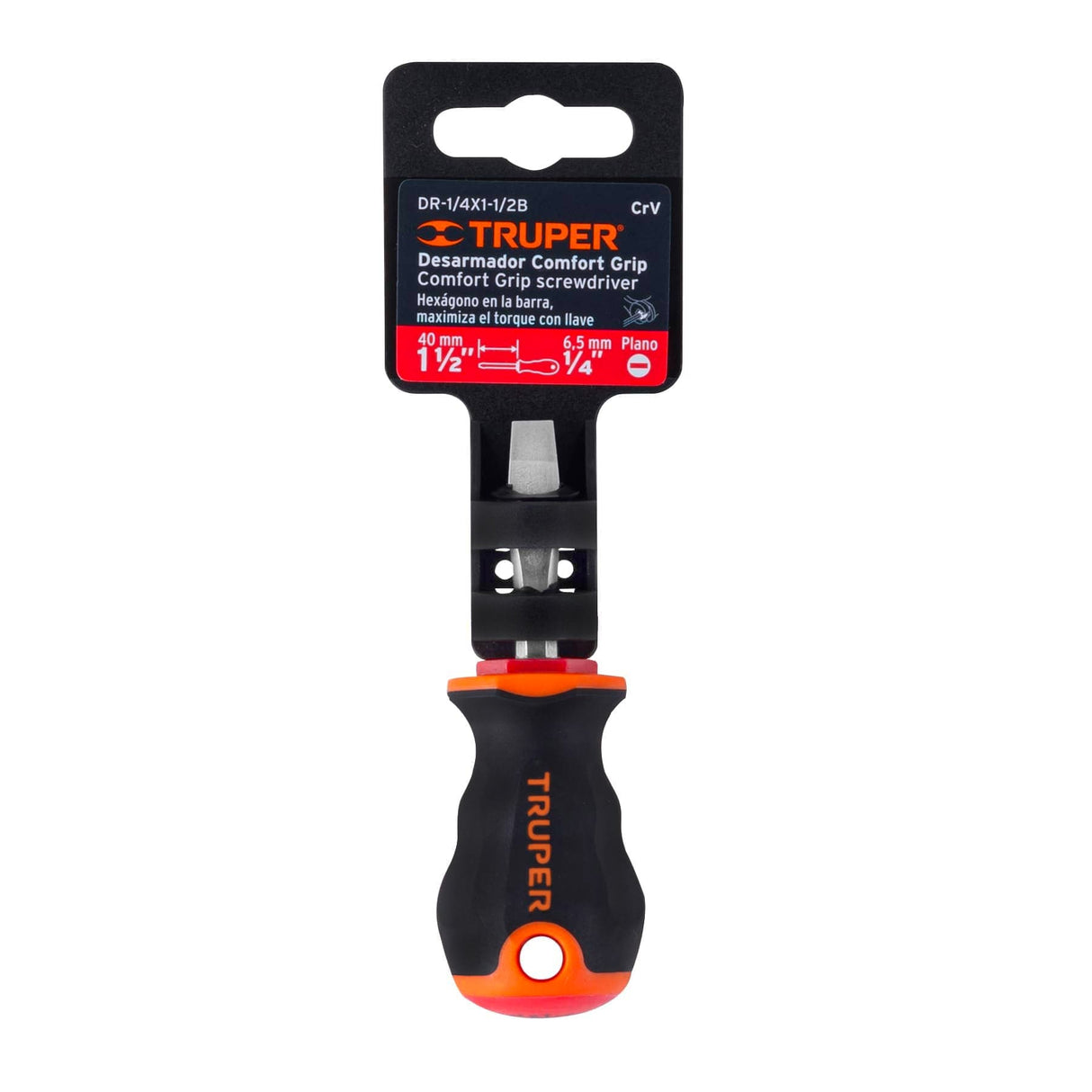 Desarmador Plano 1/4' X 1-1/2' Mango Comfort Grip, Truper