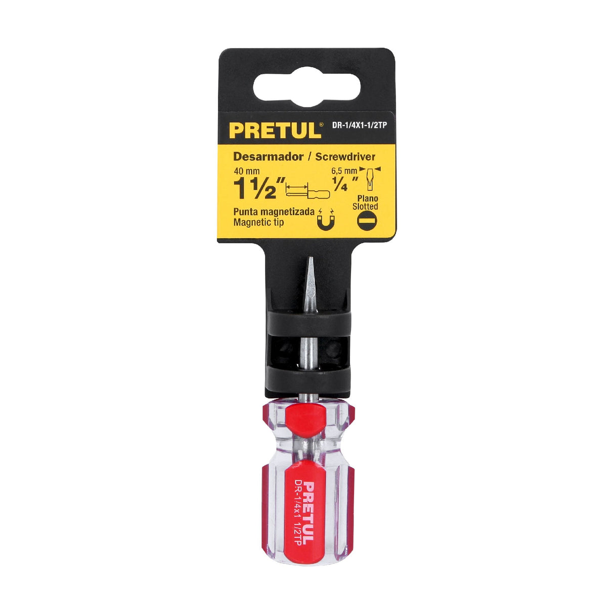 Desarmador Plano 1/4 X 1-1/2' Mango de PVC, Pretul