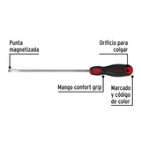 Desarmador Plano 1/4' X 8'Mango Comfort Grip, Pretul
