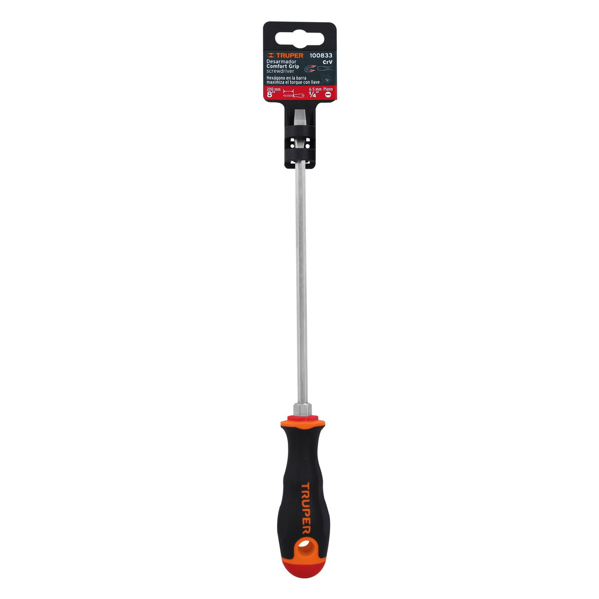 Desarmador Plano 1/4' X 8' Mango Comfort Grip, Truper