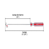 Desarmador Plano 1/4 X 8' Mango de PVC, Pretul