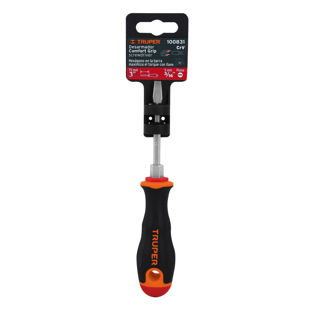 Desarmador Plano 3/16' X 3' Mango Comfort Grip, Truper