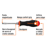 Desarmador Plano 3/16' X 3' Mango Comfort Grip, Truper