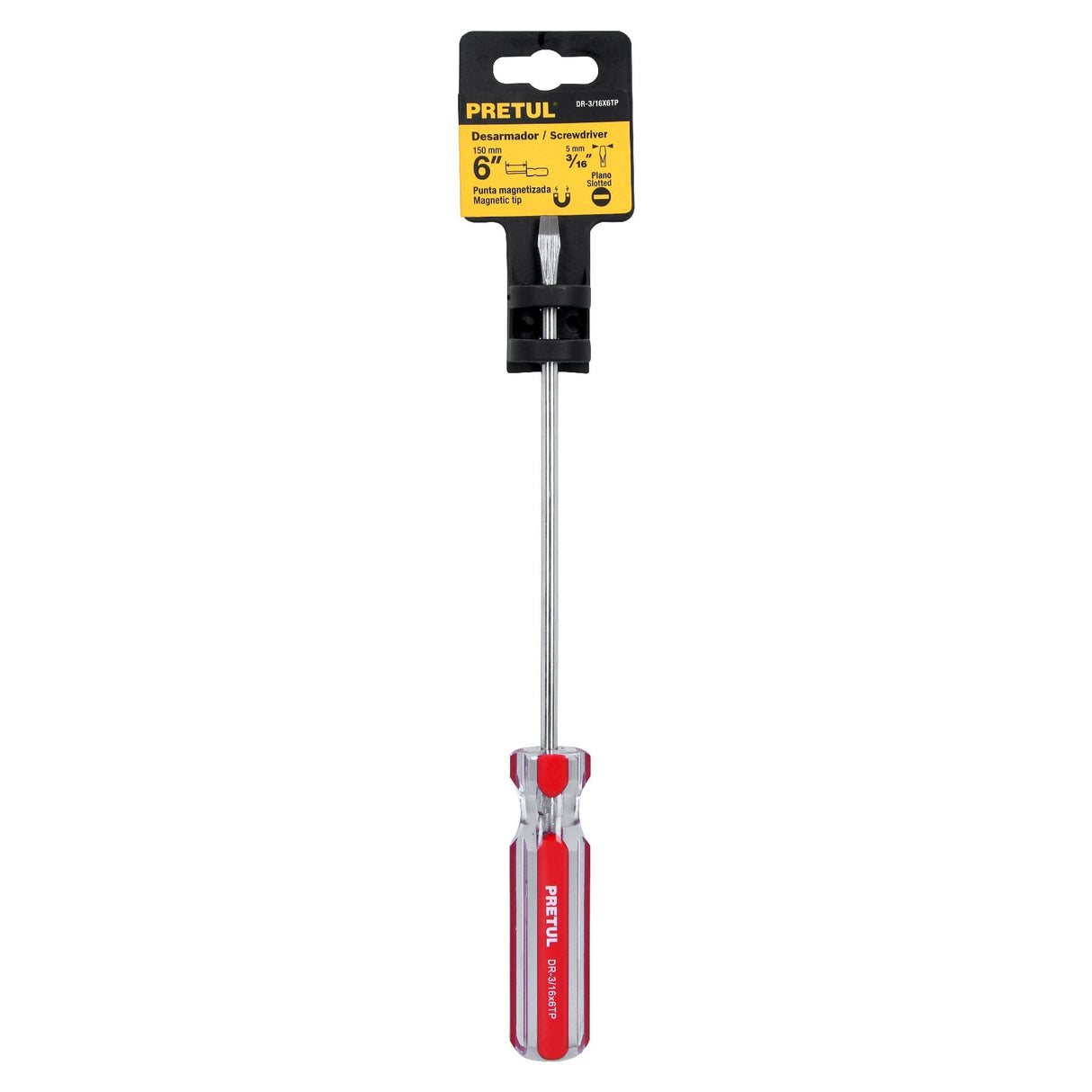 Desarmador Plano 3/16 X 6' Mango de PVC, Pretul