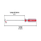 Desarmador Plano 3/16 X 6' Mango de PVC, Pretul