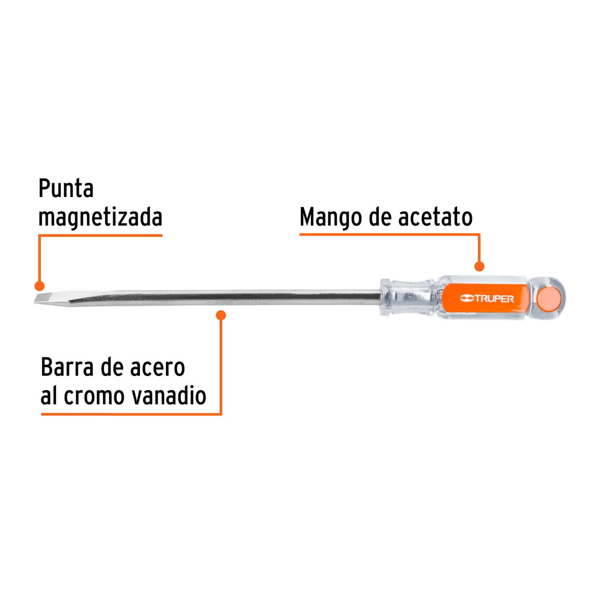 Desarmador Plano 3/8' X 8' Mango de Acetato, Truper