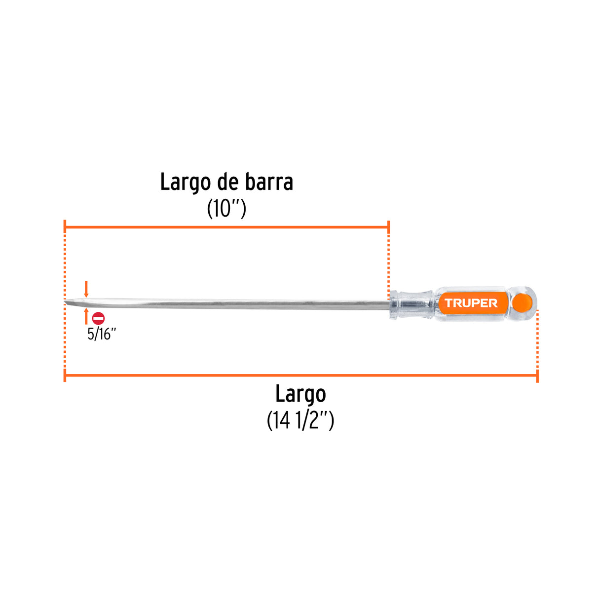 Desarmador Plano 5/16' X 10' Mango de Acetato, Truper