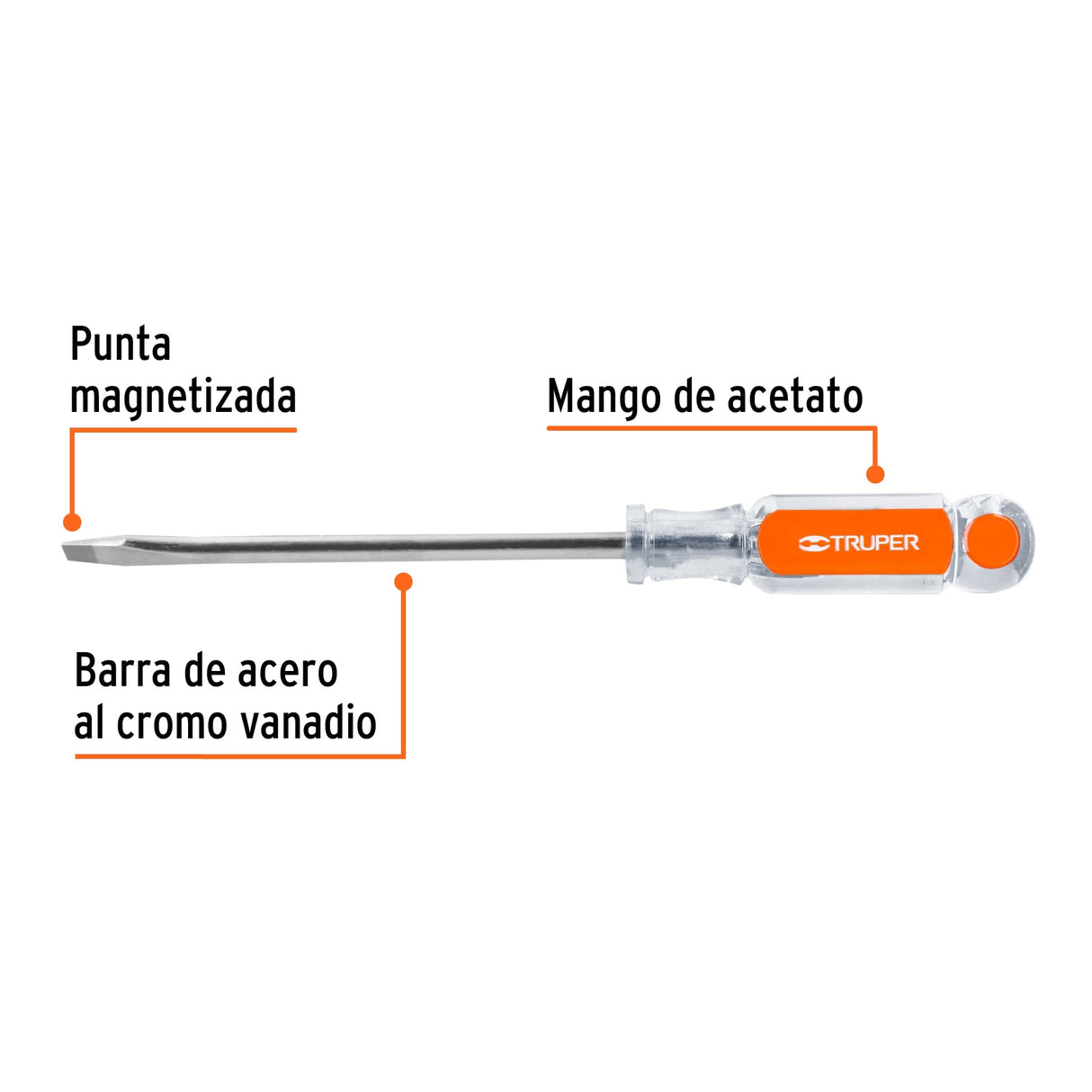 Desarmador Plano 5/16' X 6' Mango de Acetato, Truper