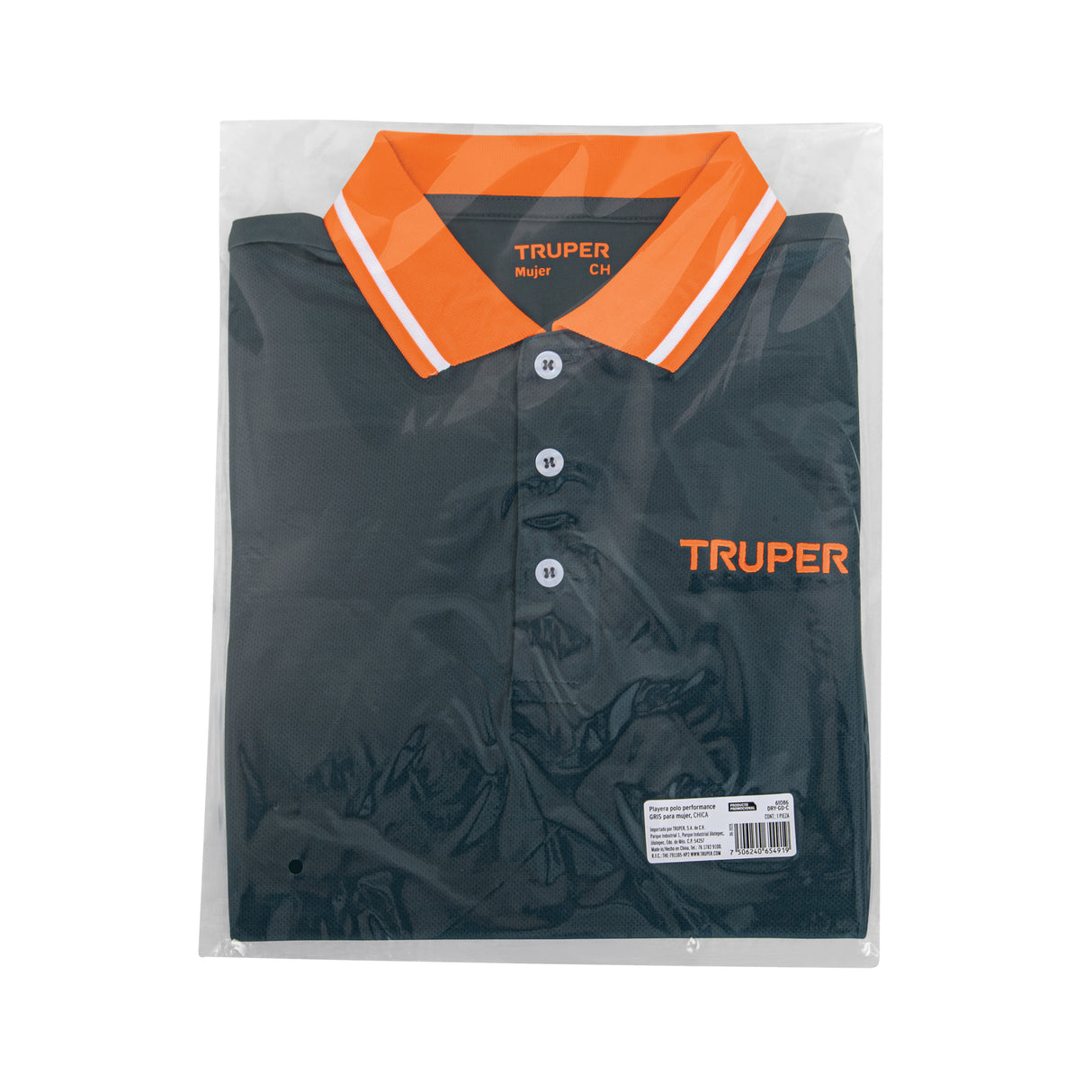 Playera Polo Performance para Mujer, Gris, Ch, Truper