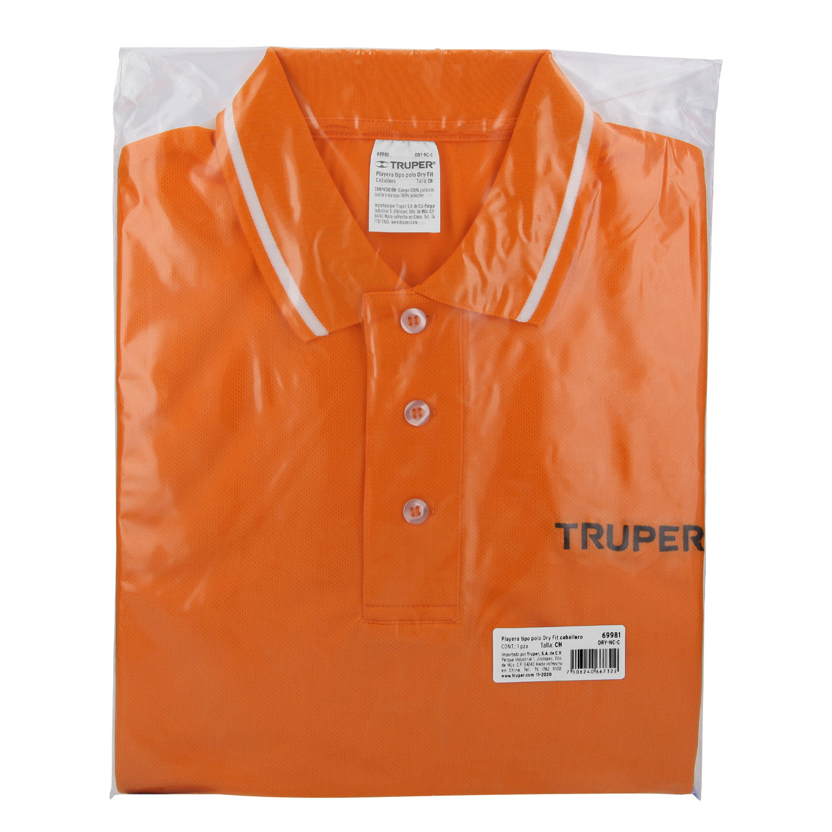 Playera Polo Performance para Hombre, Naranja, Ch, Truper