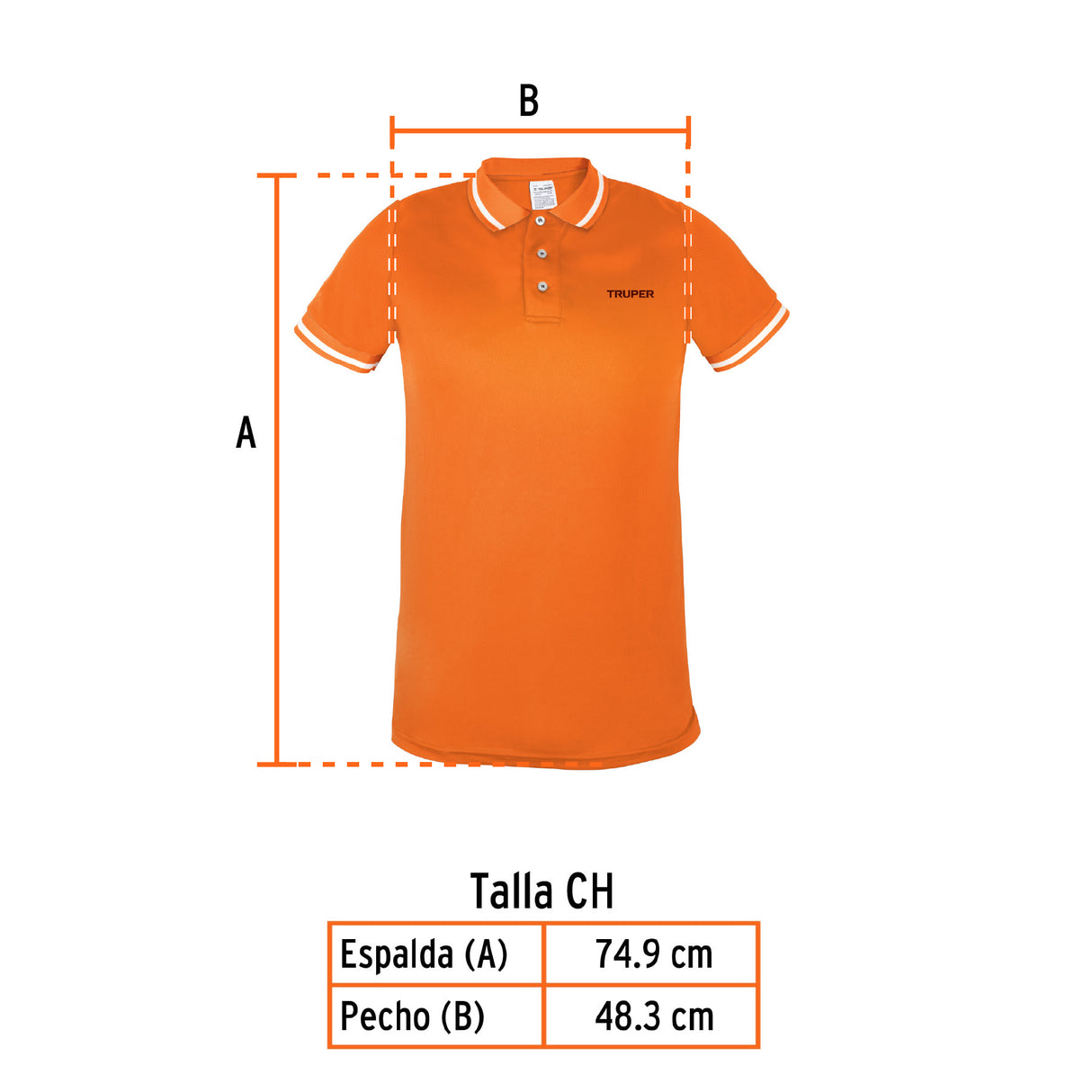 Playera Polo Performance para Hombre, Naranja, Ch, Truper