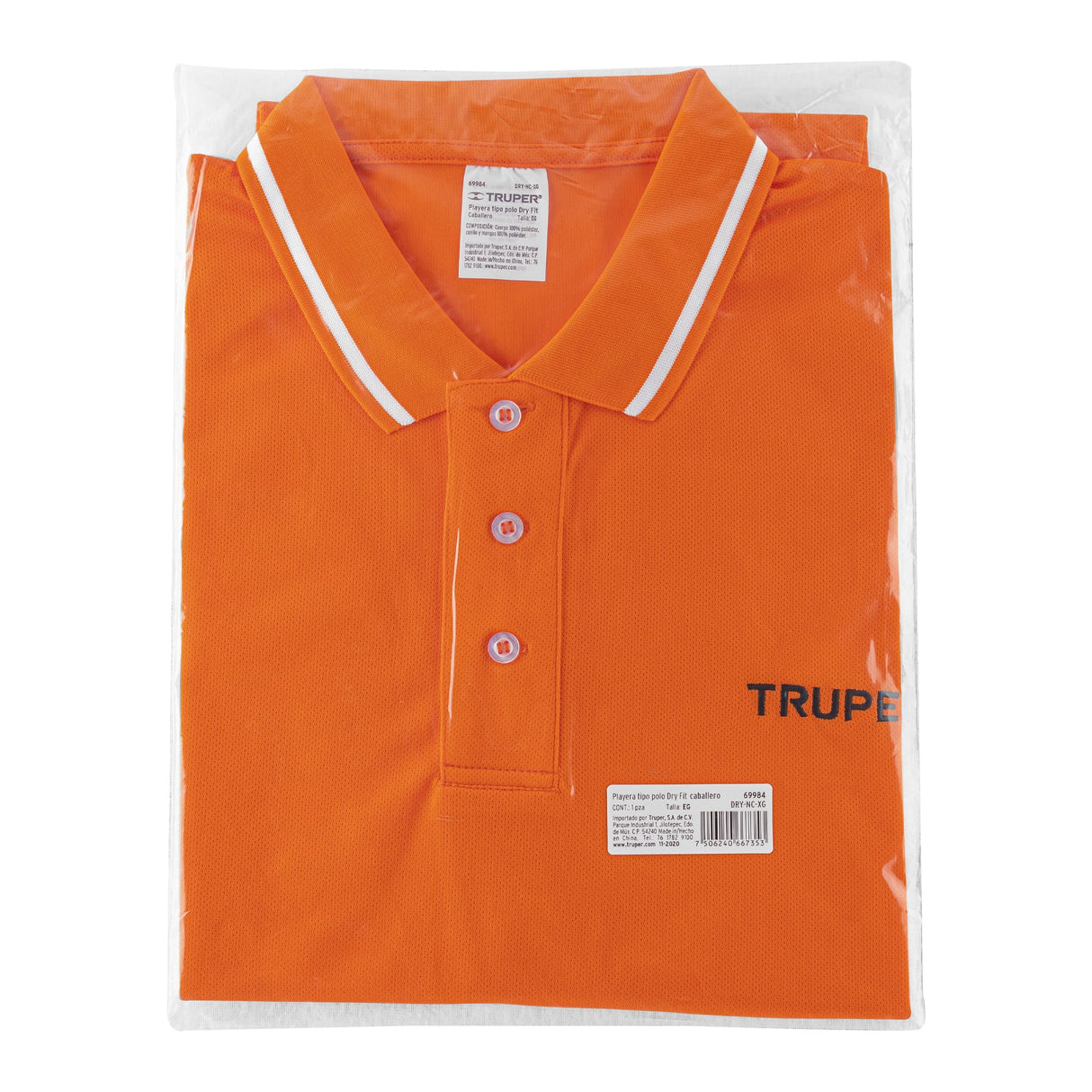 Playera Polo Performance para Hombre, Naranja, Eg, Truper
