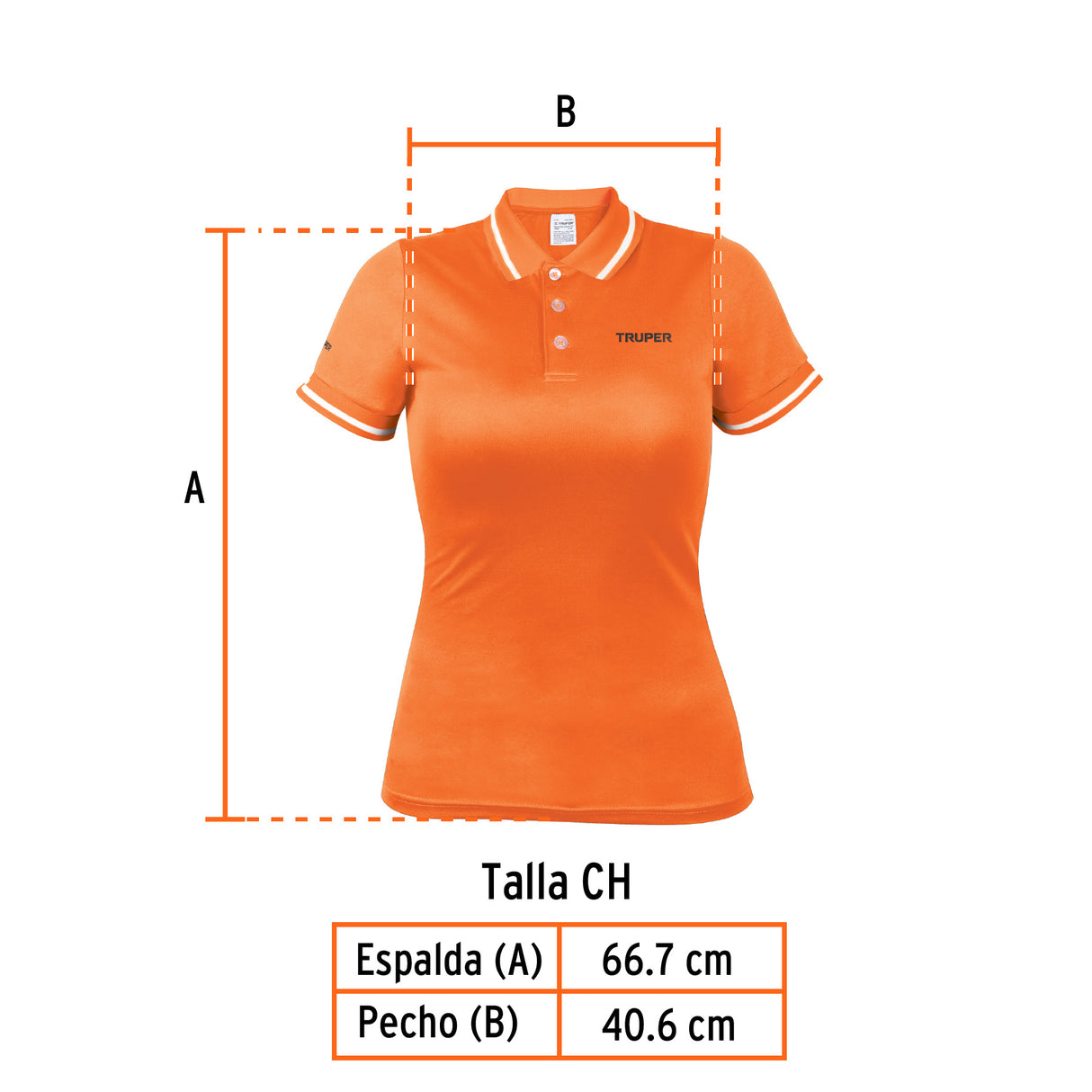 Playera Polo Performance para Mujer, Naranja, Ch, Truper