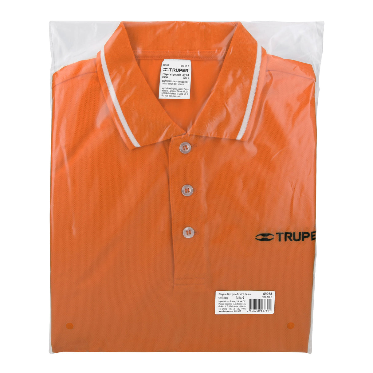 Playera Polo Performance para Mujer, Naranja, g, Truper