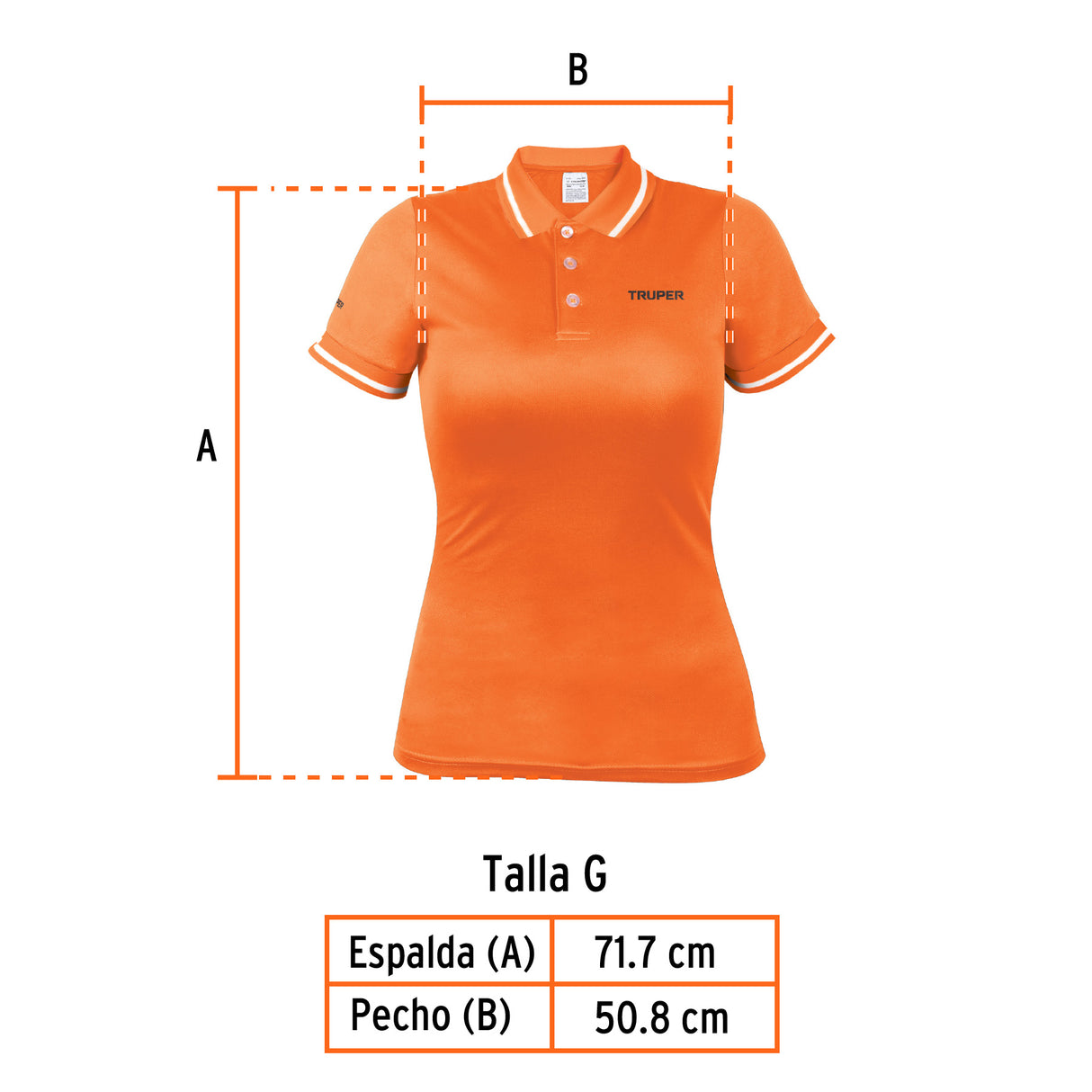 Playera Polo Performance para Mujer, Naranja, g, Truper