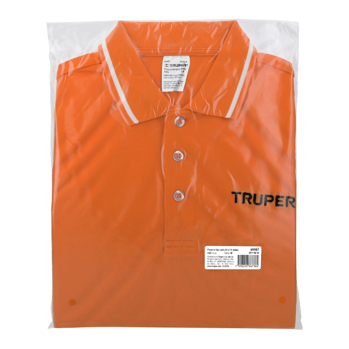 Playera Polo Performance para Mujer, Naranja, m, Truper