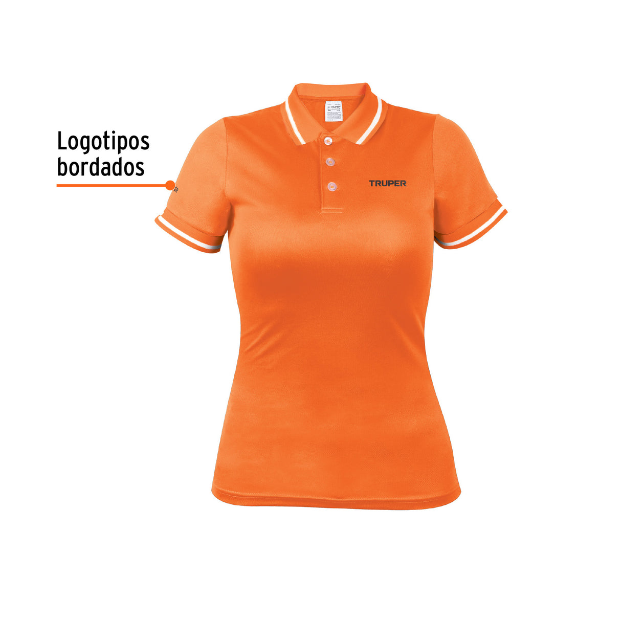 Playera Polo Performance para Mujer, Naranja, m, Truper