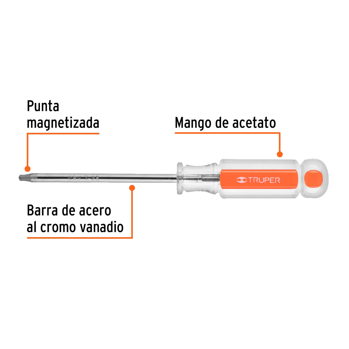 Desarmador Punta Torx T 25 Mango de Acetato, Truper