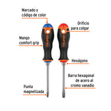 Dúo de Desarmadores 1/4' X 4' Mango Comfort Grip, Truper
