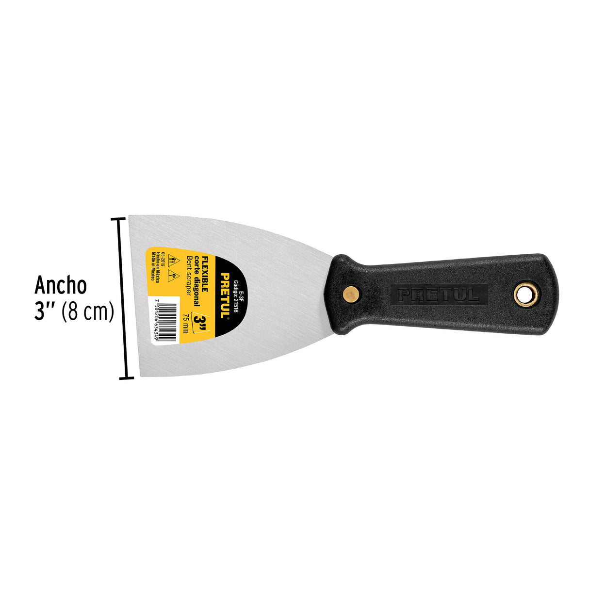 Espátula Flexible 3' con Mango de Plástico, Pretul