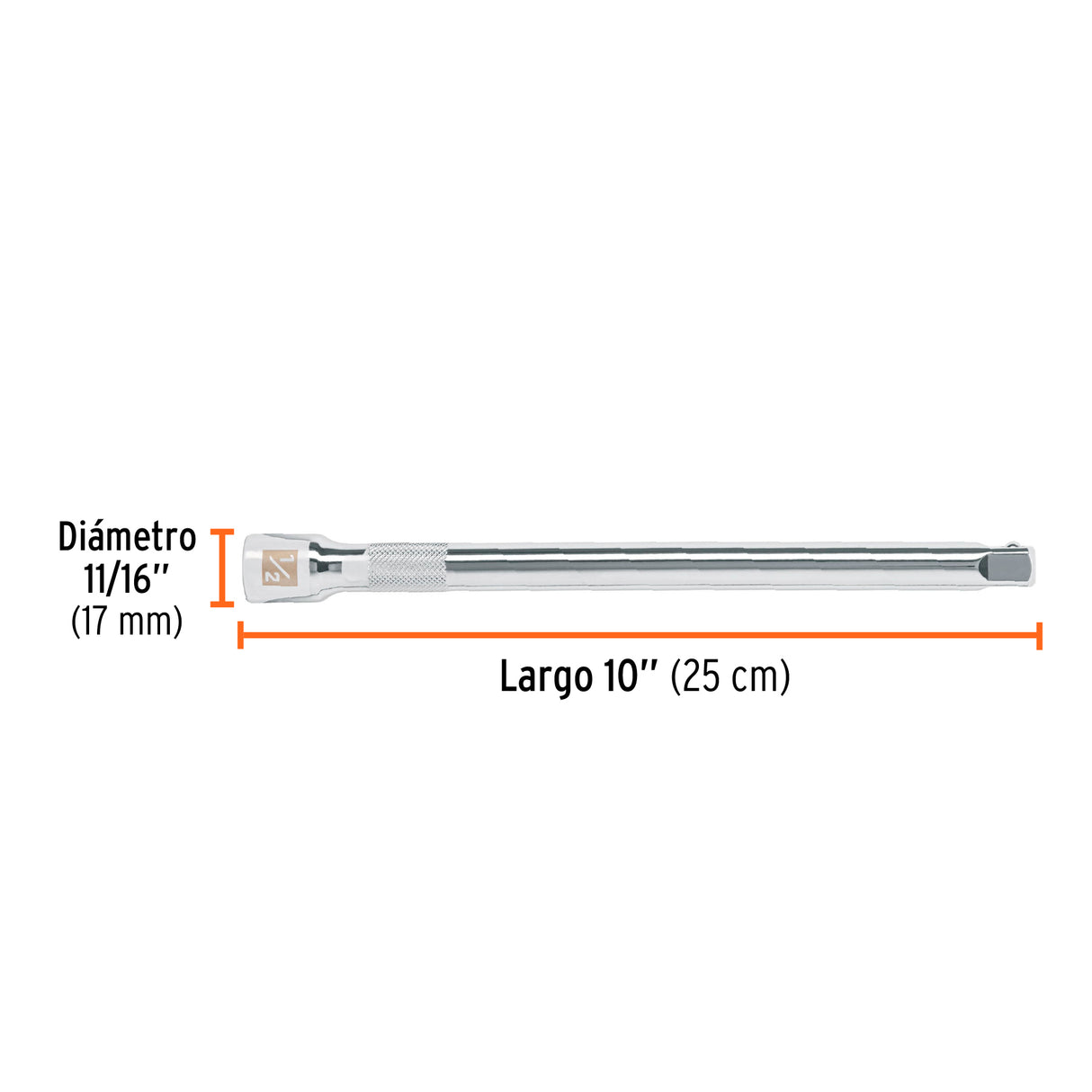 Extensión Cuadro 1/2' para Matraca, Largo 10', Truper