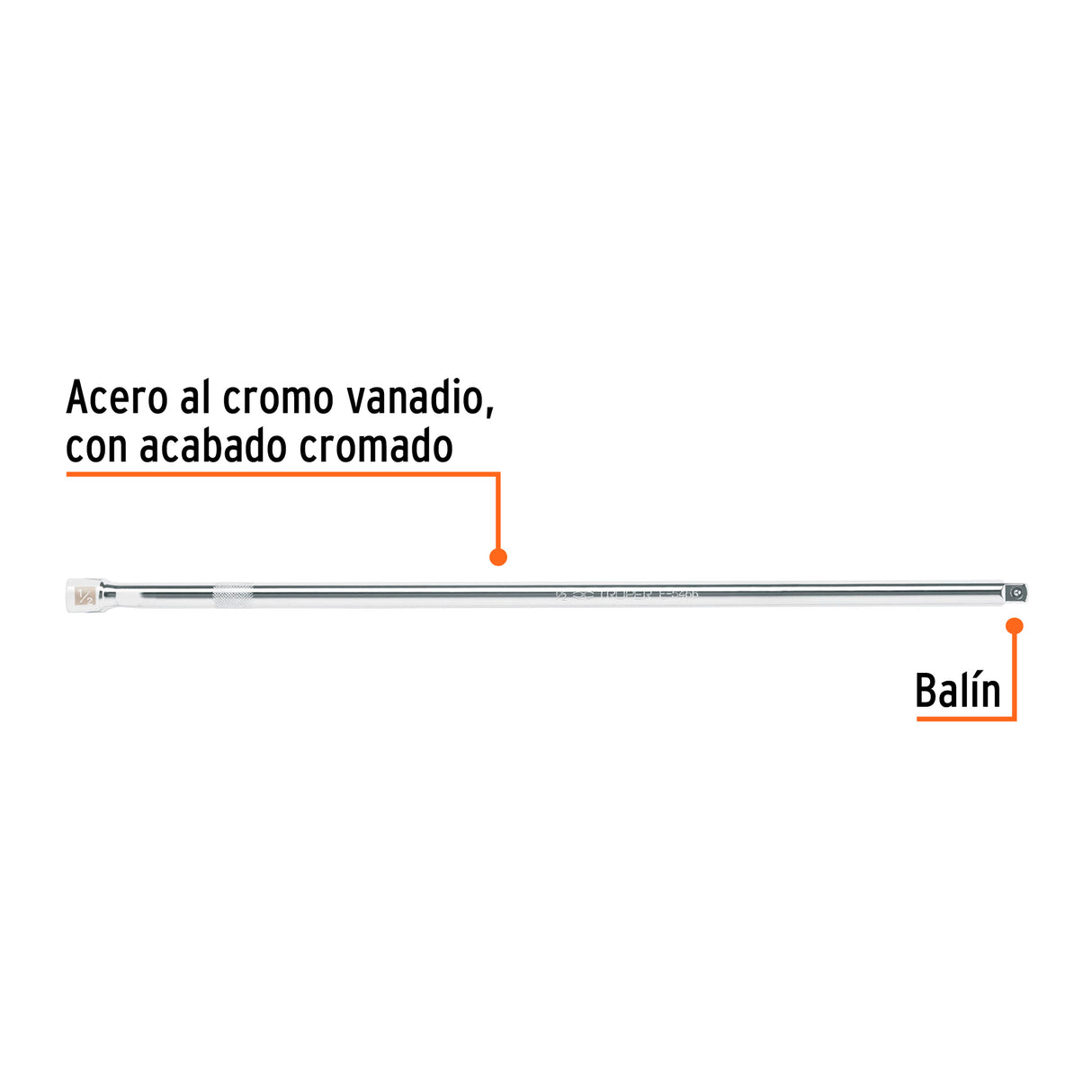 Extensión Cuadro 1/2' para Matraca, Largo 20', Truper