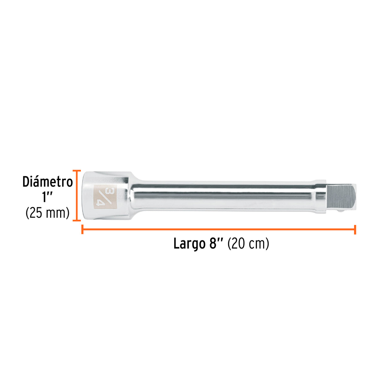 Extensión Cuadro 3/4' para Matraca, Largo 8', Truper