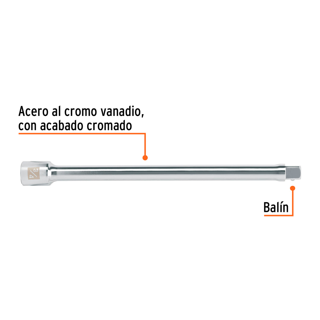 Extensión Cuadro 3/4' para Matraca, Largo 16', Truper