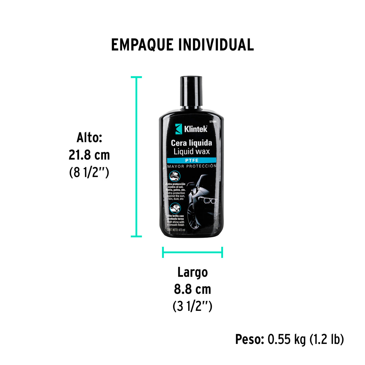Cera Líquida Ptfe para Auto, 473 ml, Klintek
