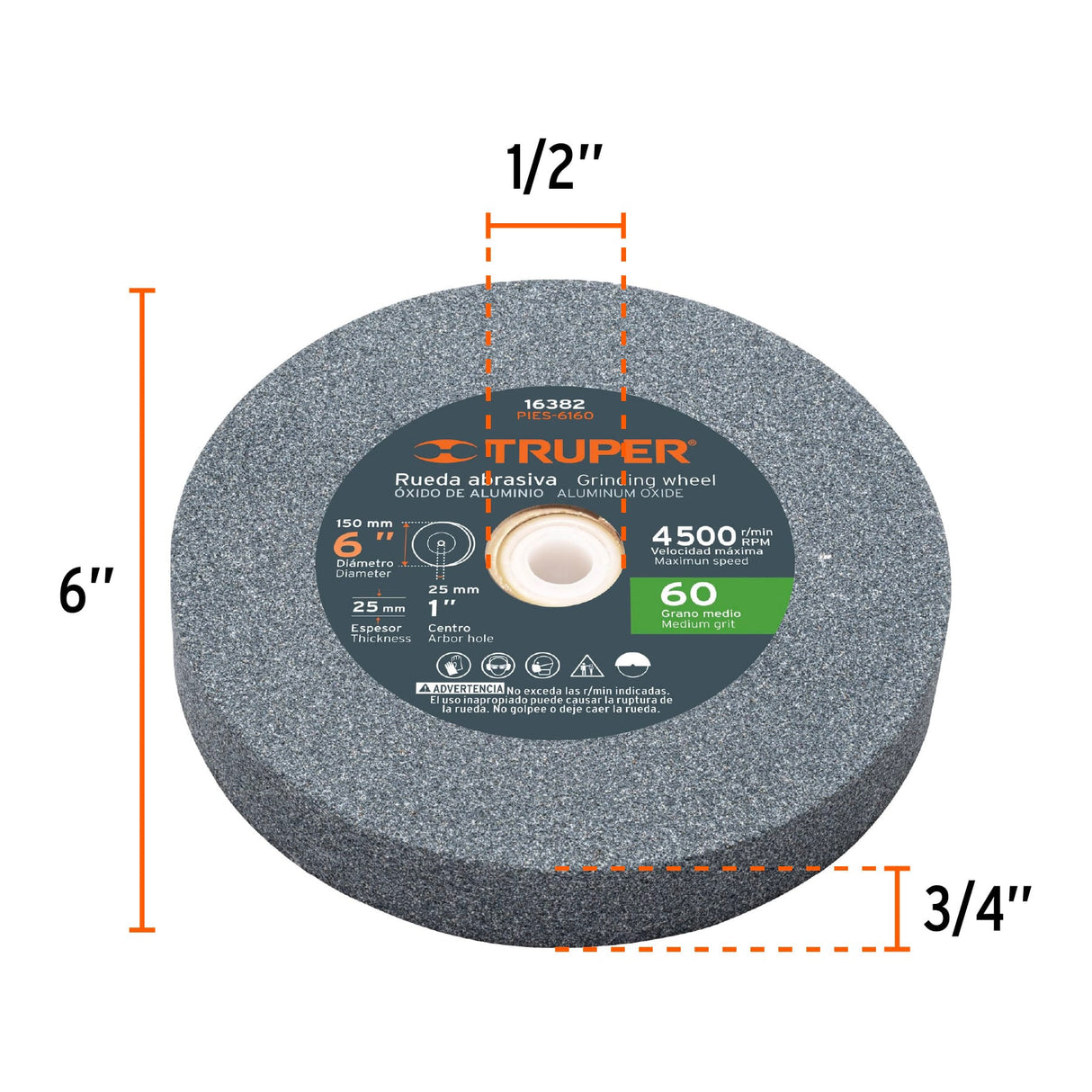 Esmeril de Banco de 6' de 1/2 HP (370 W), Truper