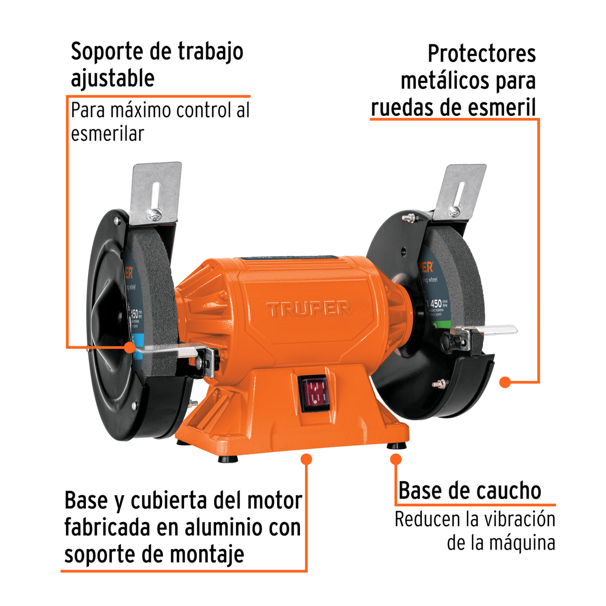 Esmeril de Banco de 8' de 3/4 HP (560 W), Truper
