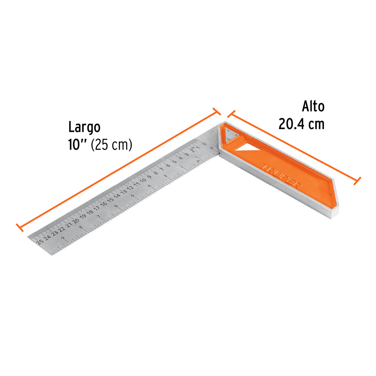 Escuadra 10' para Carpintero con Mango 100% de Aluminio