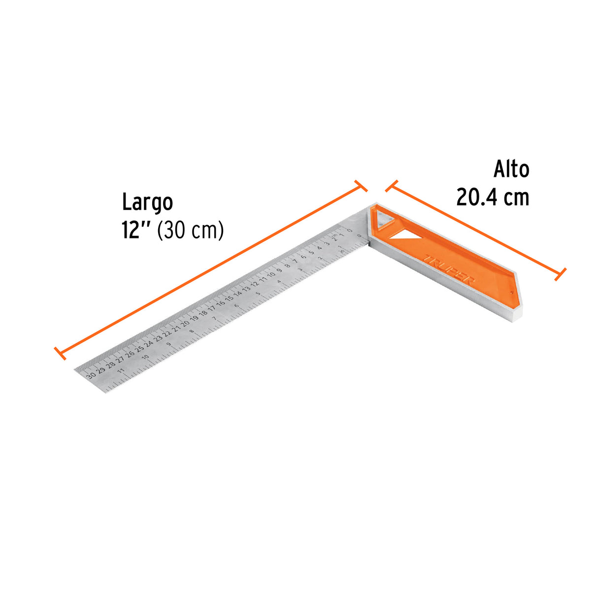Escuadra 12' para Carpintero con Mango 100% de Aluminio