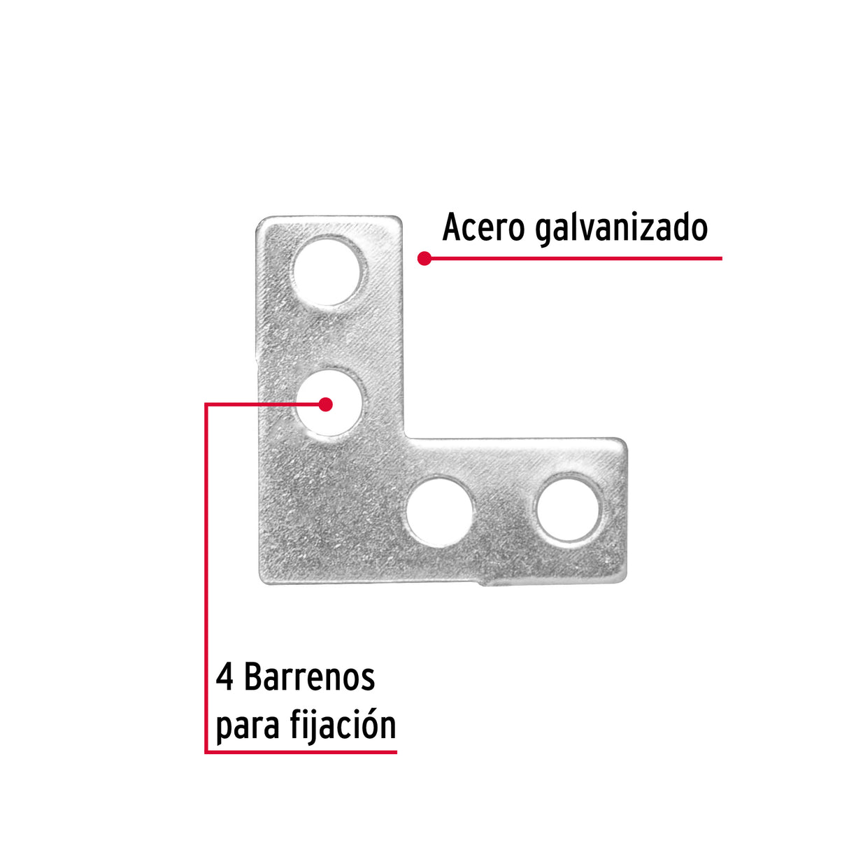 Bolsa C/24 Escuadras Planas Cantoneras 1' X 1', Fiero